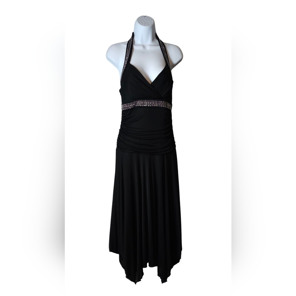 TRIXXI Black Ruched Sequin Embellished Cocktail Dress